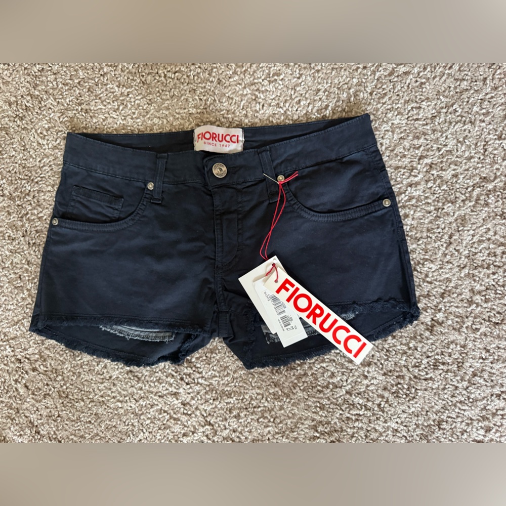 Fiorucci dark Navy booty Shorts Distressed Hem